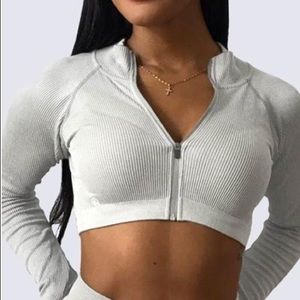 WBK FIT Classic Ribbed Jacket Cropped | LIGHT PURPLE/PINK